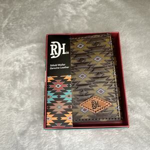 Red Dirt Hat Co Trifold Wallet Genuine Leather Southwest Aztec Embossed Design